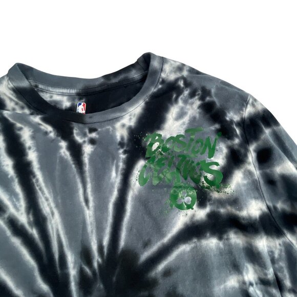 NBA Boston Celtics Tie-Dye Shirt Black Green L Men's Long Sleeve Sporty Casual - Picture 5 of 7